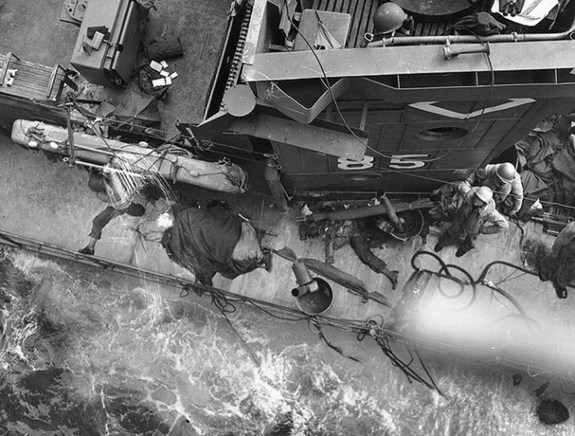 Photo of Sinking Ship off Omaha Beach