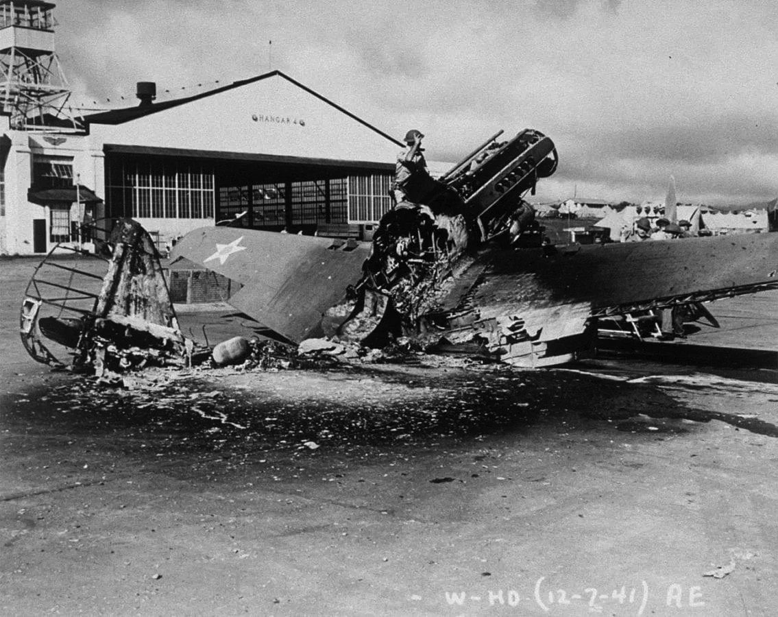 Photo of Burned out P-40