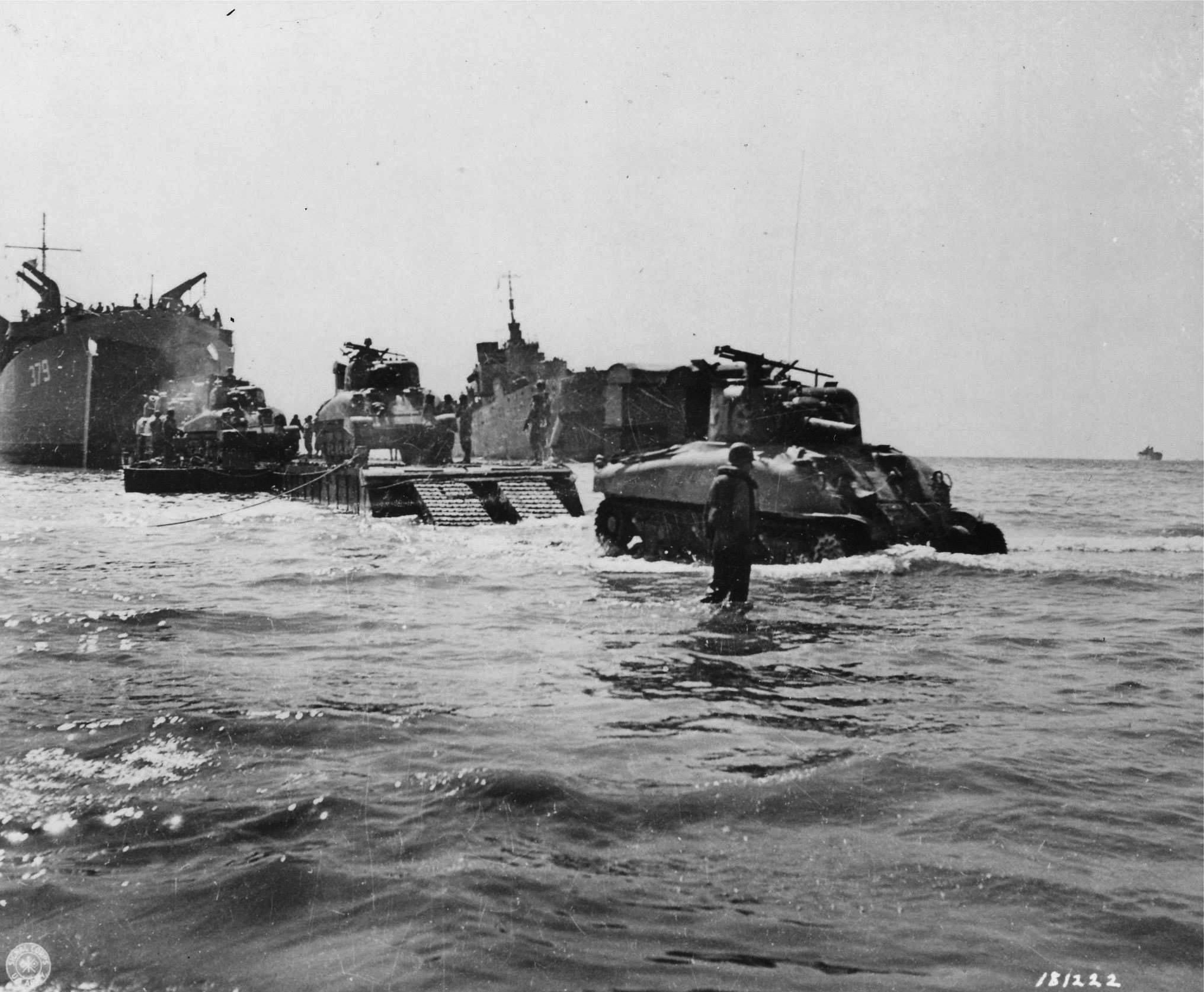 Photo of M4 Sherman tanks on D-Day