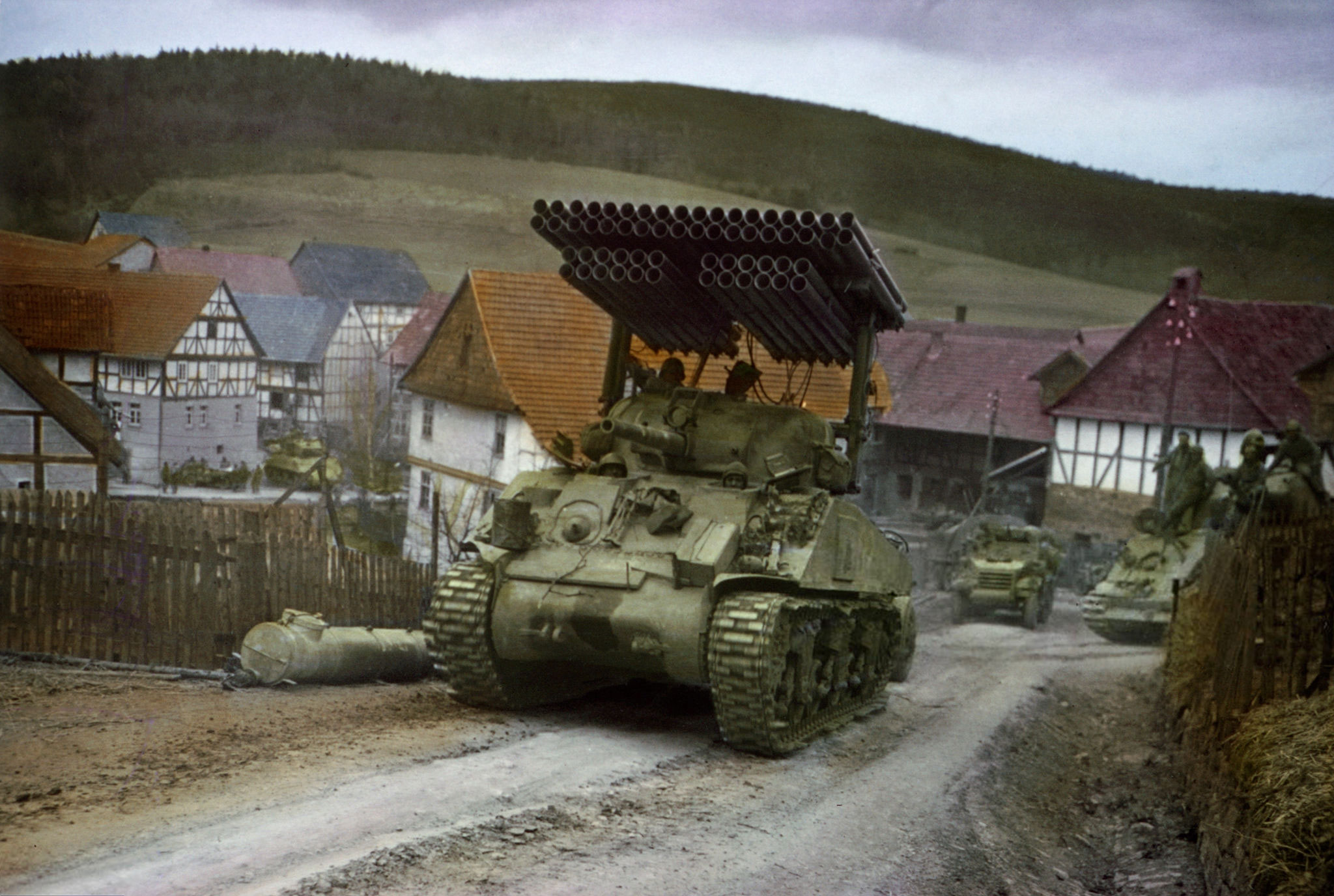 Photo of M4 Sherman with T34 calliope