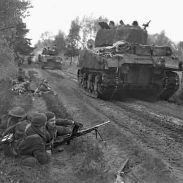 Sherman Tanks on the Move