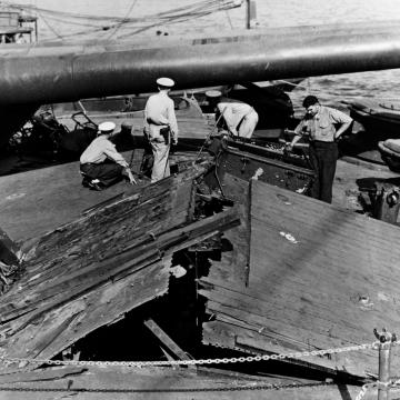 Deck damage on USS Nevada