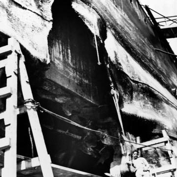 Massive hole in USS Nevada