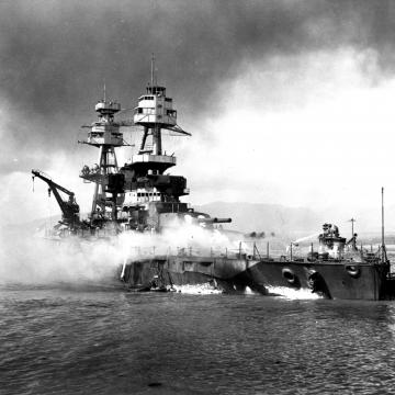 USS Nevada beached in the sand
