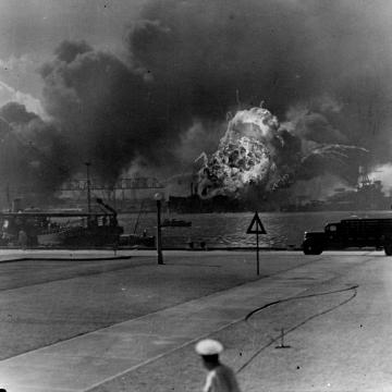 USS Shaw goes up in flames